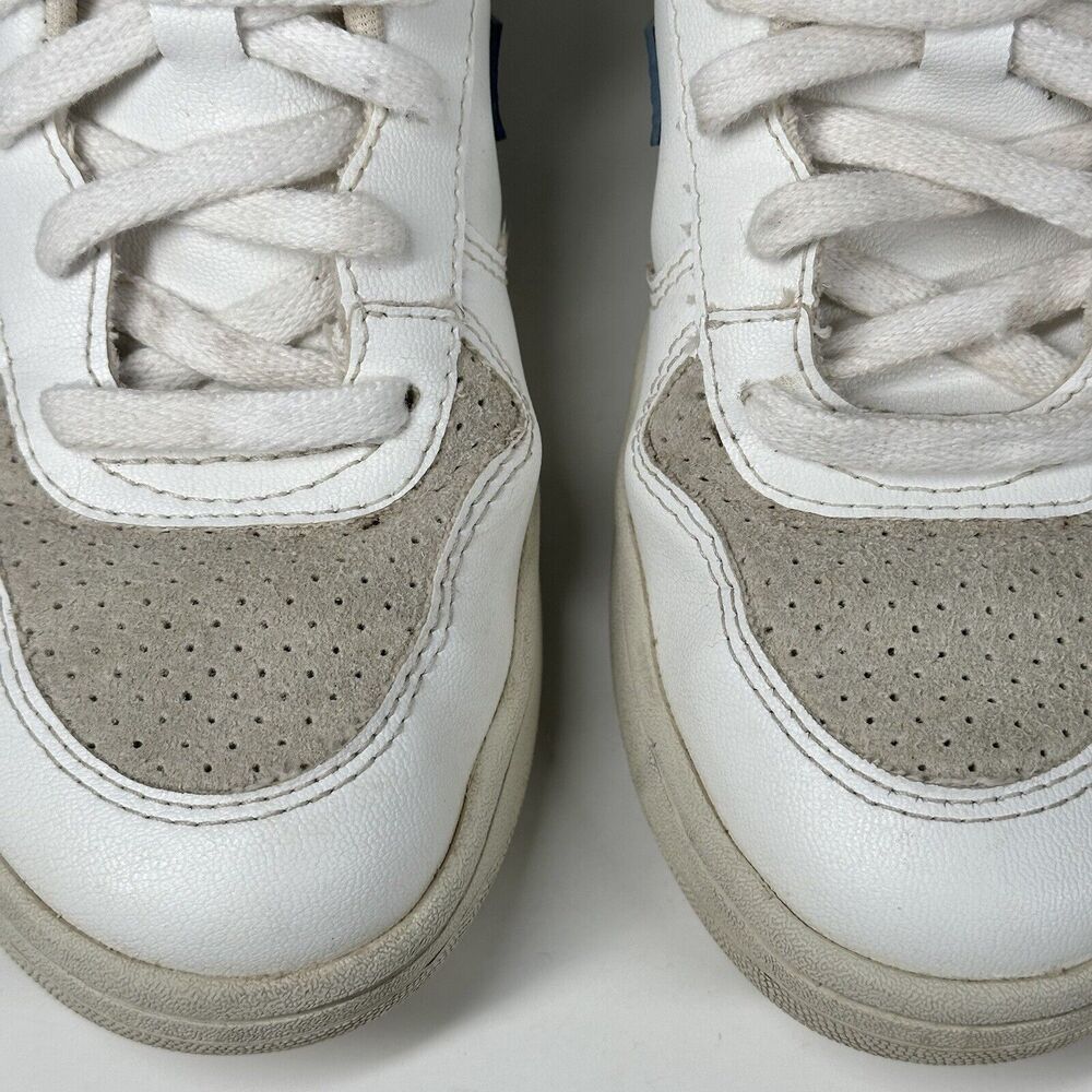 Veja Shoes Women Size 7 V-10 CWL California White Blue Logo Leather Sneakers - Picture 5 of 16